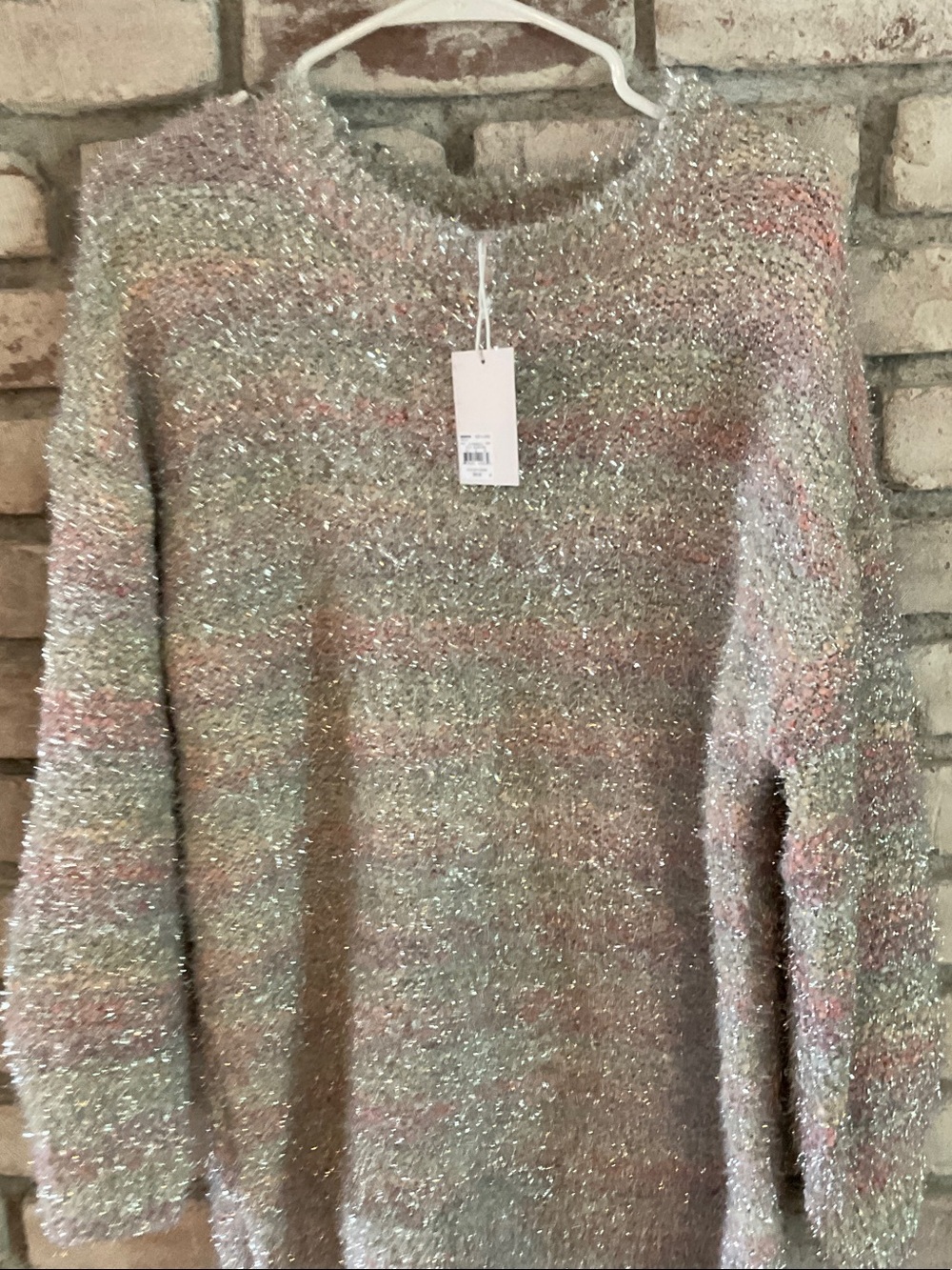 LC Lauren Conrad Pastel Metallic Silver Crewneck Sweater